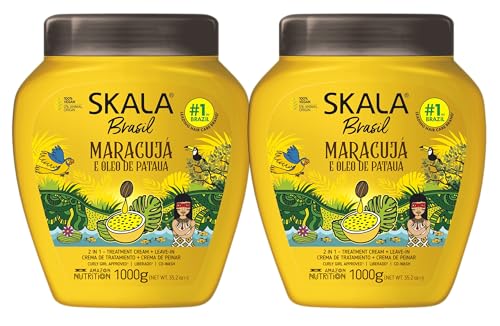 SKALA Maracuja Passion Fruit - Vegan, Cruelty-Free, Silicone, Sulfate & Paraben Free - Brazilian Moisturizing & Nourishing Formula for Curls 2 Pack (1000g each)