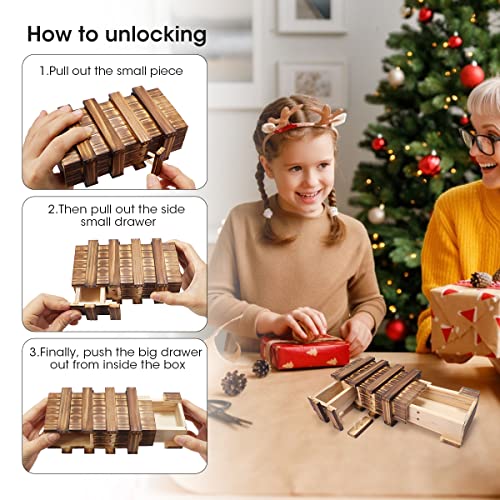 Aieve Puzzle Box For Adults, Money Puzzle Box For Cash Gift, Magic Cards Case Holder With Secret Hidden Compartments, Mystery Japanese Puzzle Box For Money Secret, Wooden Magic Box For Kids Money Gift #TOP2