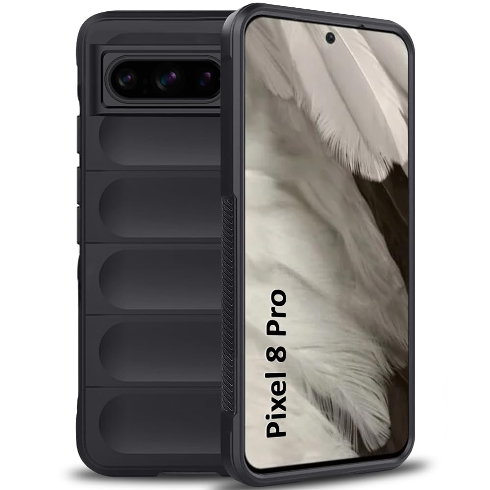 TheGiftKart Liquid Silicon Back Cover Case for Google Pixel 8 Pro | Shockproof Military Grade Protection | Micro-Fibre Cloth On Inner Side | Built-in Anti-Slip Grip Pixel 8 Pro Back Cover (Black)