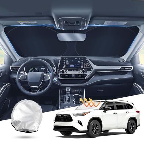 T TGBROS Windshield Sun Shade Custom Fit for 2020-2023 2024 2025 Toyota Highlander Accessories...