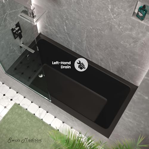 Image of Swiss Madison Voltaire 60 inch x 30 inch Left-Hand Drain Alcove Bathtub in Matte Black