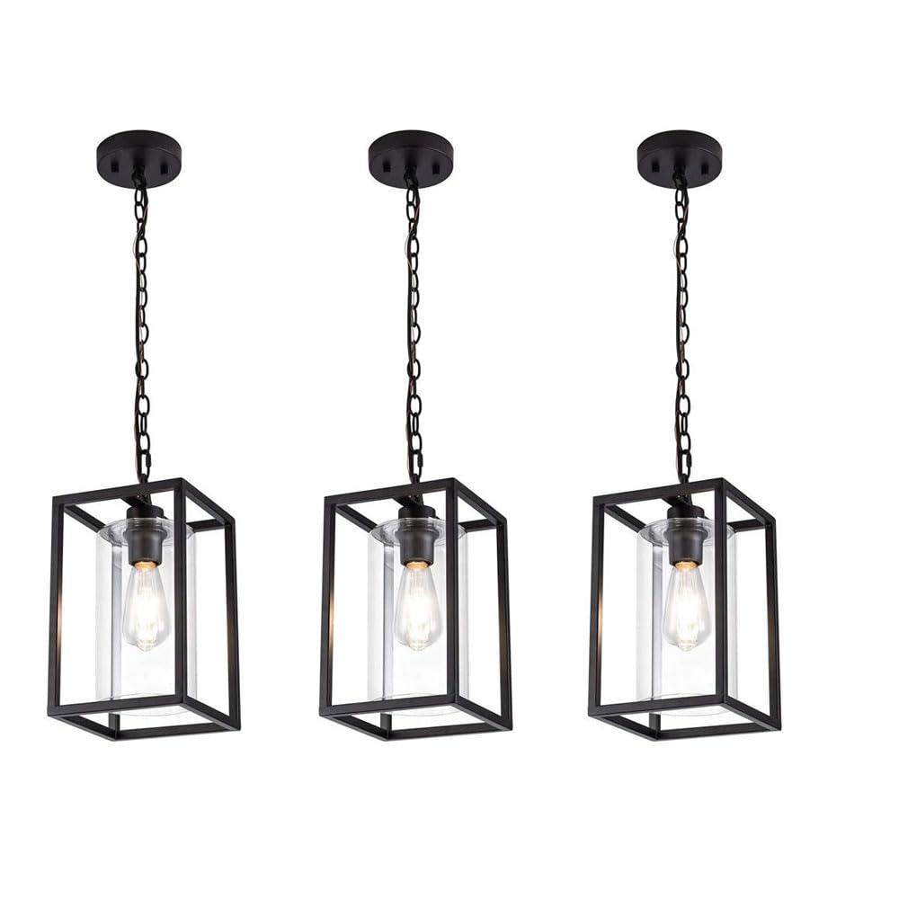 CSXSXAUO Pendant ht Square Cage Hanging Lamp, Clear Glass Ceiling ht, Adjustable Chandelier,Pendant hting Fixture ， For Kitchen Island Living Room Restaurant