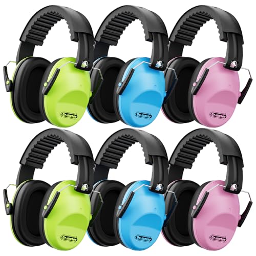 Image of Dr.meter 6Pack Ear Muffs for Noise Reduction: 27.4SNR Noise Cancelling Headphones for Kids Adults, Adjustable Hearing Protection Earmuffs for Monster Jam, Concerts, Fireworks, Autism Sensory Classroom