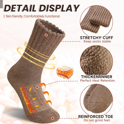 Eyean Merino Wool Socks Thermal Winter Ski Warm Thick Cozy Boot Hiking Socks for Women Men 3 Pairs4
