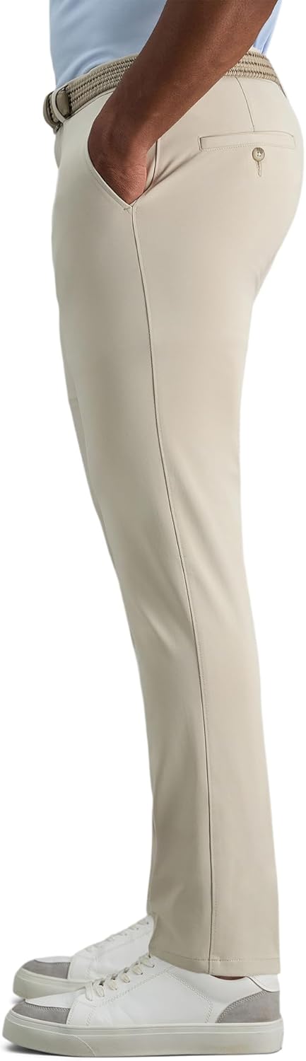 Haggar Mens Sport Travel Performance Athletic Fit Flat Front Stretch Casual Pant