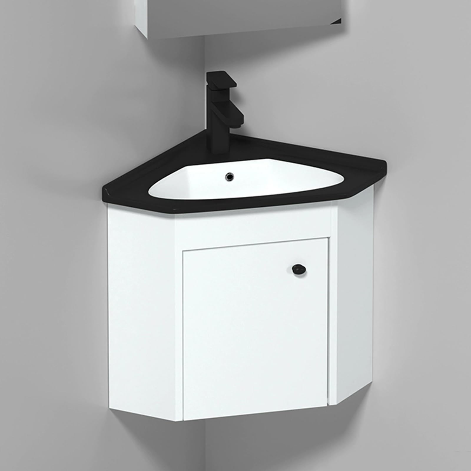 DFGHNBVC Space-Saving Wall-Mounted Bathroom Vanity Set With Ceramic Sink, Chrome Faucet Drain For Compact Areas,Black - 42X42Cm