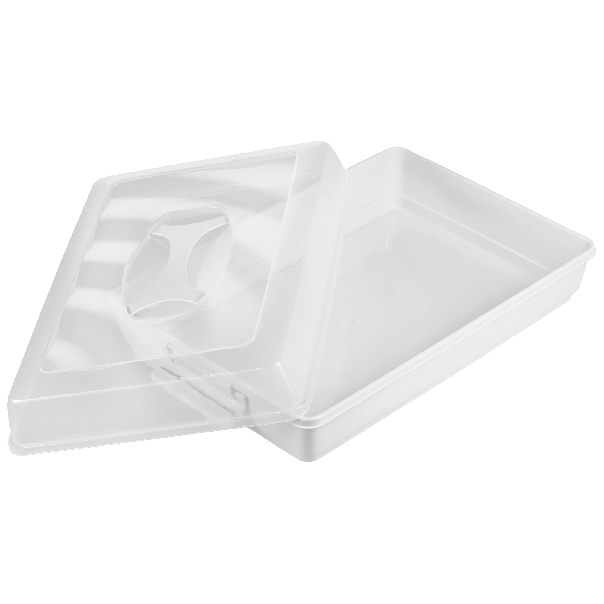 KADAX Scatola per torte rettangolare, 43 x 30 x 12,5 cm, contenitore per torte in plastica, con coperchio, muffin, scatola per alimenti (grigio)