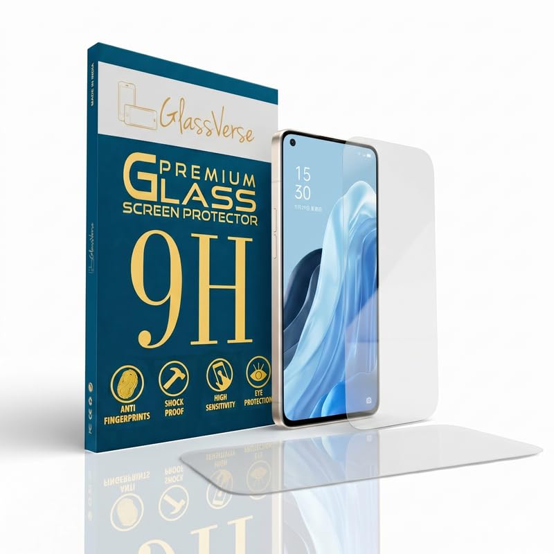 Image of GlassVerse PureView Tempered Glass for Oppo Reno 7 Pro | Crystal Clear, 9H Hardness Screen Protector, Edge to Edge, Case Friendly, Hassle-less Installation Kit Included. (Pack of 2)