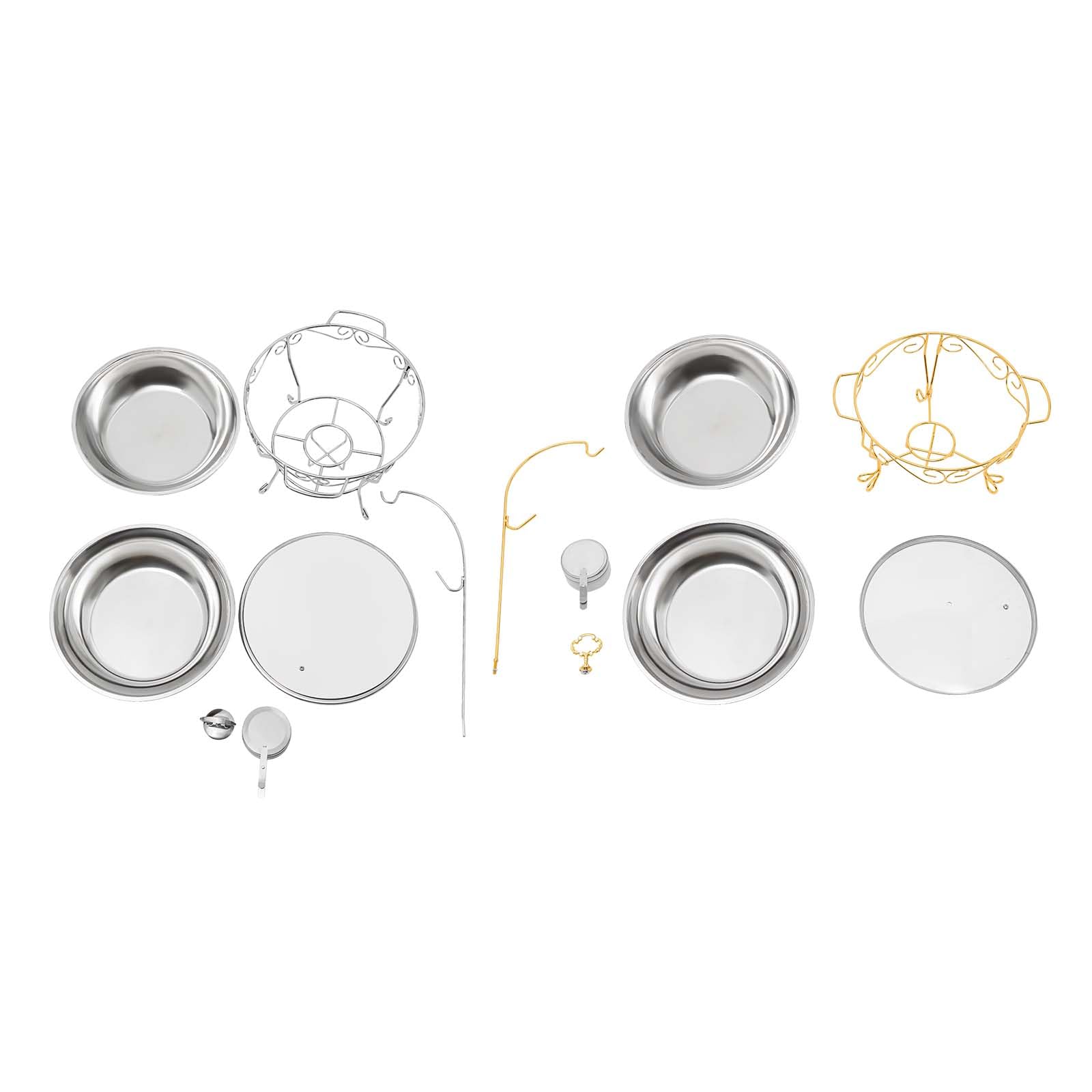 Professionale Chafing Dish Acciaio Inox Riscaldatore Piatti Rotondo Restauro Credenze Posate Professionali contenitori INOX Credenza Riscaldante (Oro)