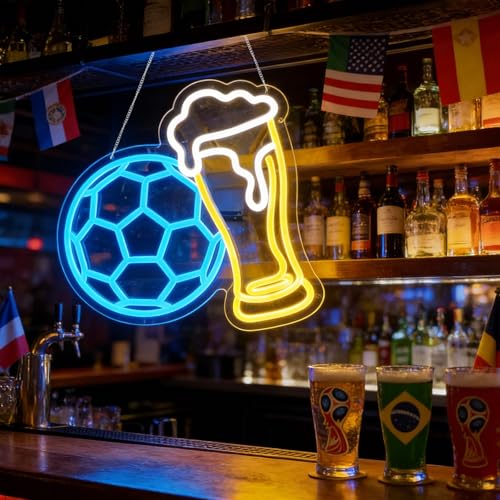 Image of Soccer Beer Neon Sign for Bar Wall Decor