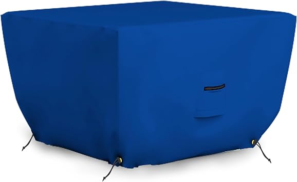 Covers & all Square Fire Pit Cover, Heavy Duty 18 Oz Waterproof UV & Weather Resistant Protector, Patio Lawn Garden Backyard Outside Fireplace, Padded handles Drawstrings 30" L x 30" W x 12" H, Blue