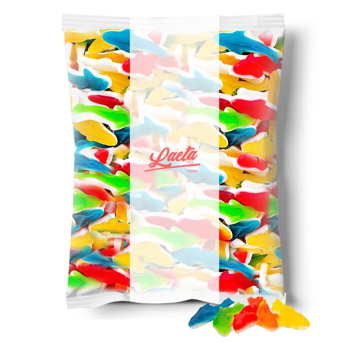 LaetaFood Assorted Fruit Gummy Sharks Candy (1 Pound Bag)