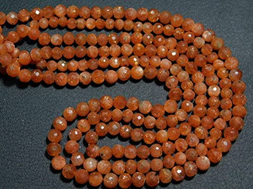 Pierre de soleil naturelle facettée contre les perles ternes, fil 5.50mm éclat garanti