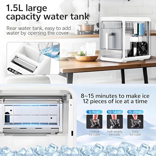Fabricadora de hielo portátil autolimpiante 12 cubos 10 min miniatura 4