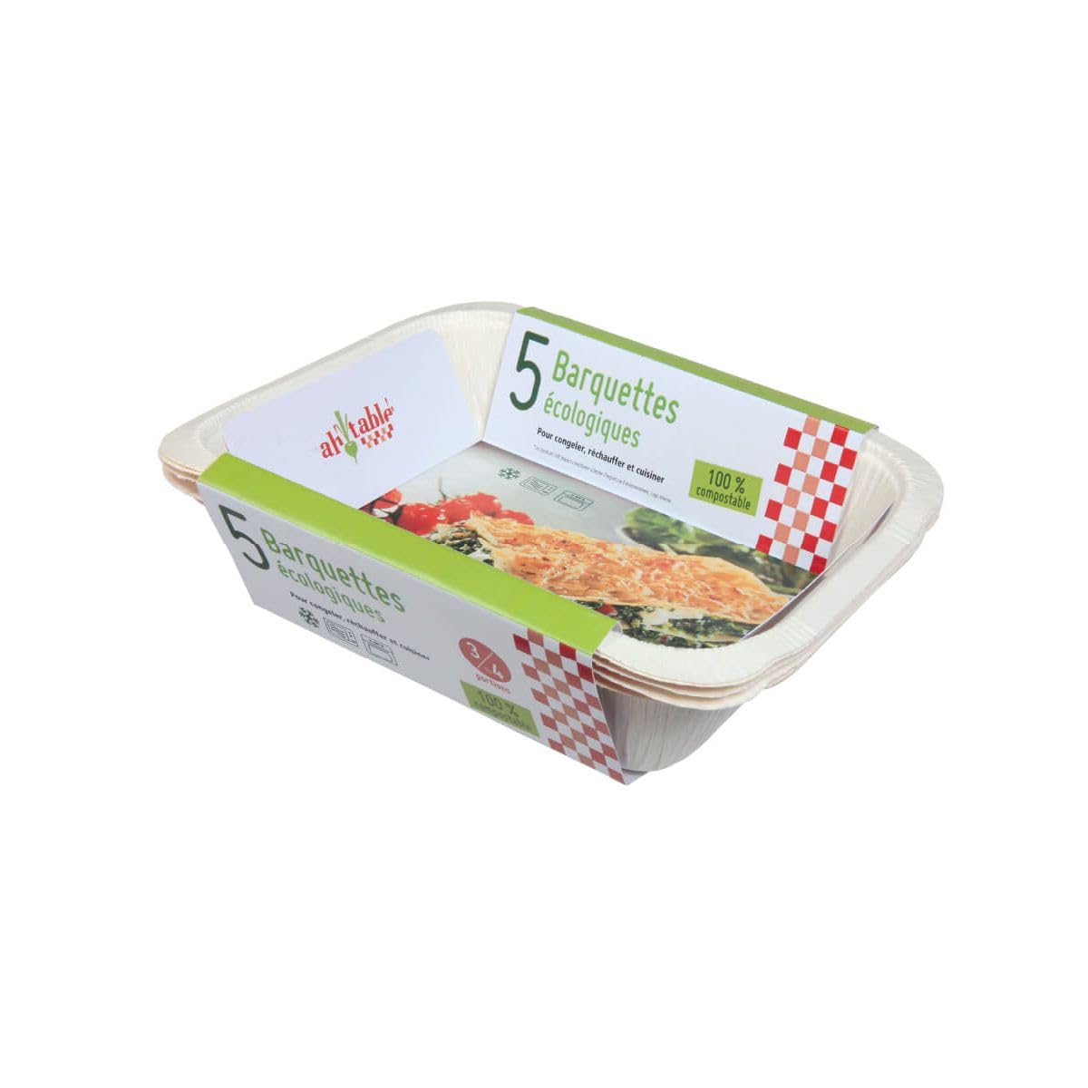 Ecodis - Barquette écologique compostable 3-​4 portions, par 5