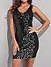 PrettyGuide Women Sexy Deep V Neck Sequin Glitter Bodycon Stretchy Mini Party Dress Black M