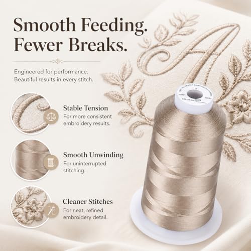 Image of Simthread Embroidery Machine Thread 5000M 40WT Polyester, Old Lace S009 | 5000M 40WT polyester thread feeds smoothly for home or commercial embroidery projects.