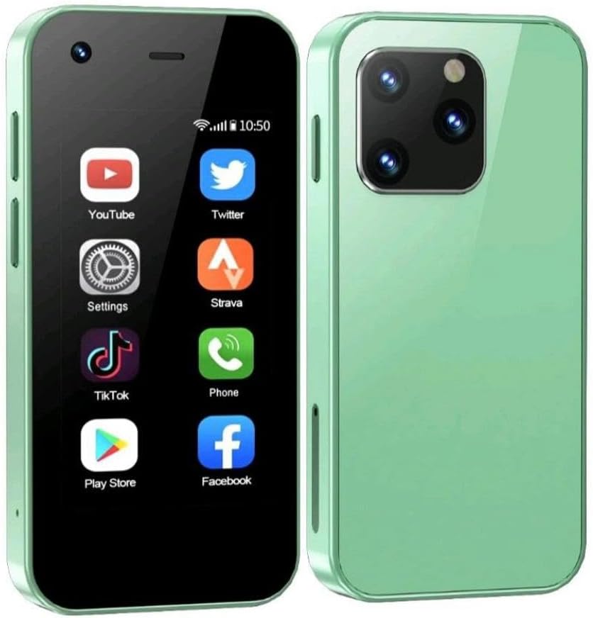 Mini 2.5-Inch Pocket Phone, 2GB RAM, 16GB Storage, Cellular, Dual SIM, WiFi, HD Display, Android, Type-C Charging (Green)