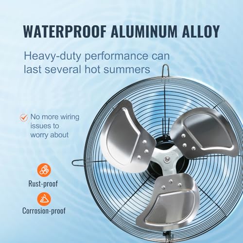 Image of VEVOR 12 Inch Shutter Exhaust Fan Wall Mounted 1347 CFM Automatic Louvers, Sturdy Steel Housing, Low Noise, AC Motor, Ventilation and Cooling for Attic, Garage, Barn, Greenhouse, Workshop, Silver