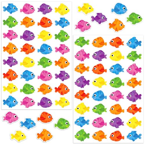 LINAYE 24 Sheets Fish Stickers for Kids 768 PCS Colorful Under The Sea Stickers Self Adhesive Fish Crafts Party Favors for Kids Classroom School Teacher Encouraging Reward Must Haves