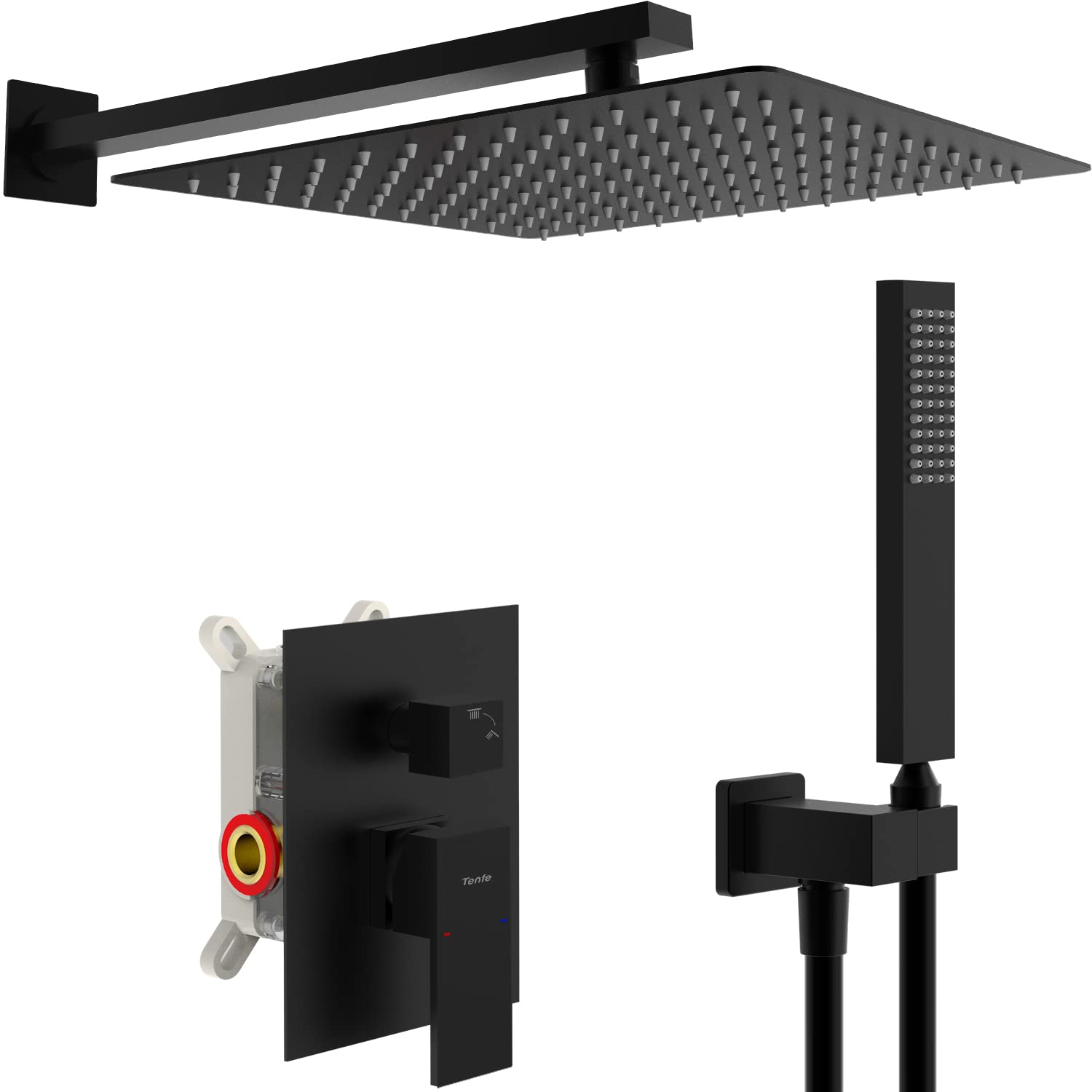 Buy Tenfe Matte Black Shower System, 12 Inch Rain Shower Mixer Combo