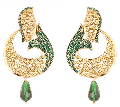 Touchstone Indian Bollywood Curved Fish Green Crystals Jewelry Earrings in Antique Gold Tone for Women (B06XWCNTGW) Amazon Price History, Amazon Price Tracker