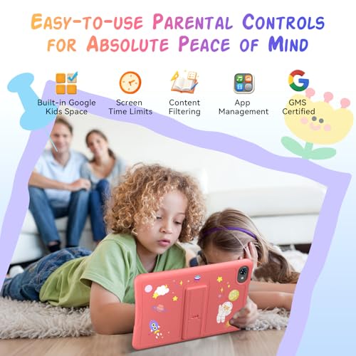 Image of Kids Tablet 10 inch, Android 16 Tablet for Kids Space, Parental Control, 16GB RAM 64GB ROM, 2TB Expand, Includes Case & Stylus Pen, Pre-Installed Educational Apps, Eye Protection, Pink