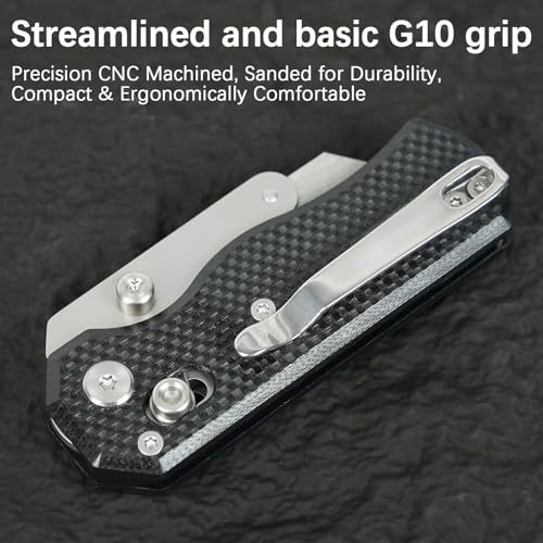 Horizonhawk folding Utility Knife with clip and G10 Handle, Stainless Steel Blade