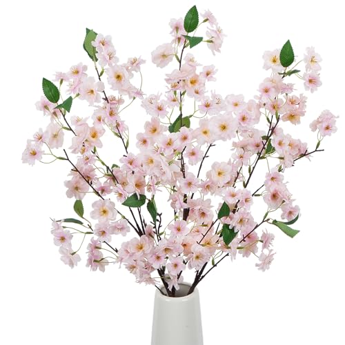 SCLLNDA 3PCS Ramas de Flores de Cerezo Artificiales 90cm Ramo con Flor de Melocotón Artificial Decoracion Artificial Cerezos en Flor para Boda Fiesta Hogar Jarron Mesa Balcon Terraza Jardinera Casa