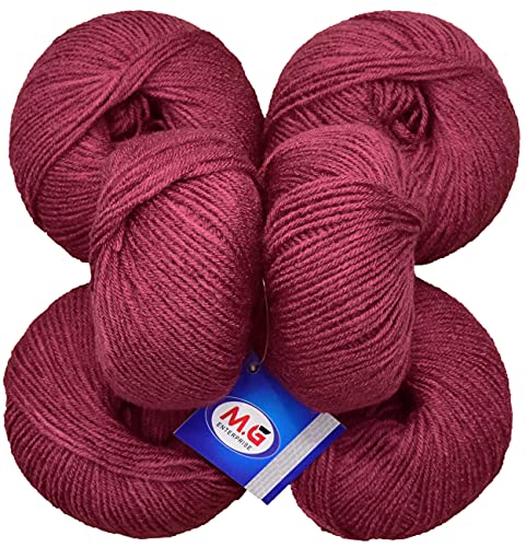 Image of M.G ENTERPRISE 100% Acrylic Wool Rosewood (Pack of 10) Baby Soft Wool Ball Hand Knitting Wool /Art Craft Soft Fingering Crochet Hook Yarn, Needle Knitting Yarn Thread Dyed a€¦ M