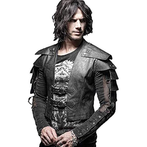 Punk Rave Mens Leather Goth Brocade Victorian Military Steampunk Gothic Waistcoat Vest Cover