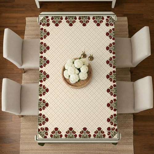 Image of STITCHNEST 'Tavola Luxe Series' Dining Table Cover 54x78 Inches | 4 Seater - 6 Seater Rectangular Dining Table Cover | Premium Fabric, Washable & Colour Fast