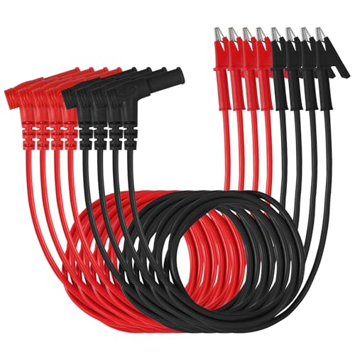 Image of DIANN 4 Sets Multimeter Test Leads Banana Plug Right Angle to Alligator Clips Soft Test Cable Wires for Electrical Testing 3.3ft / 1m 8pcs