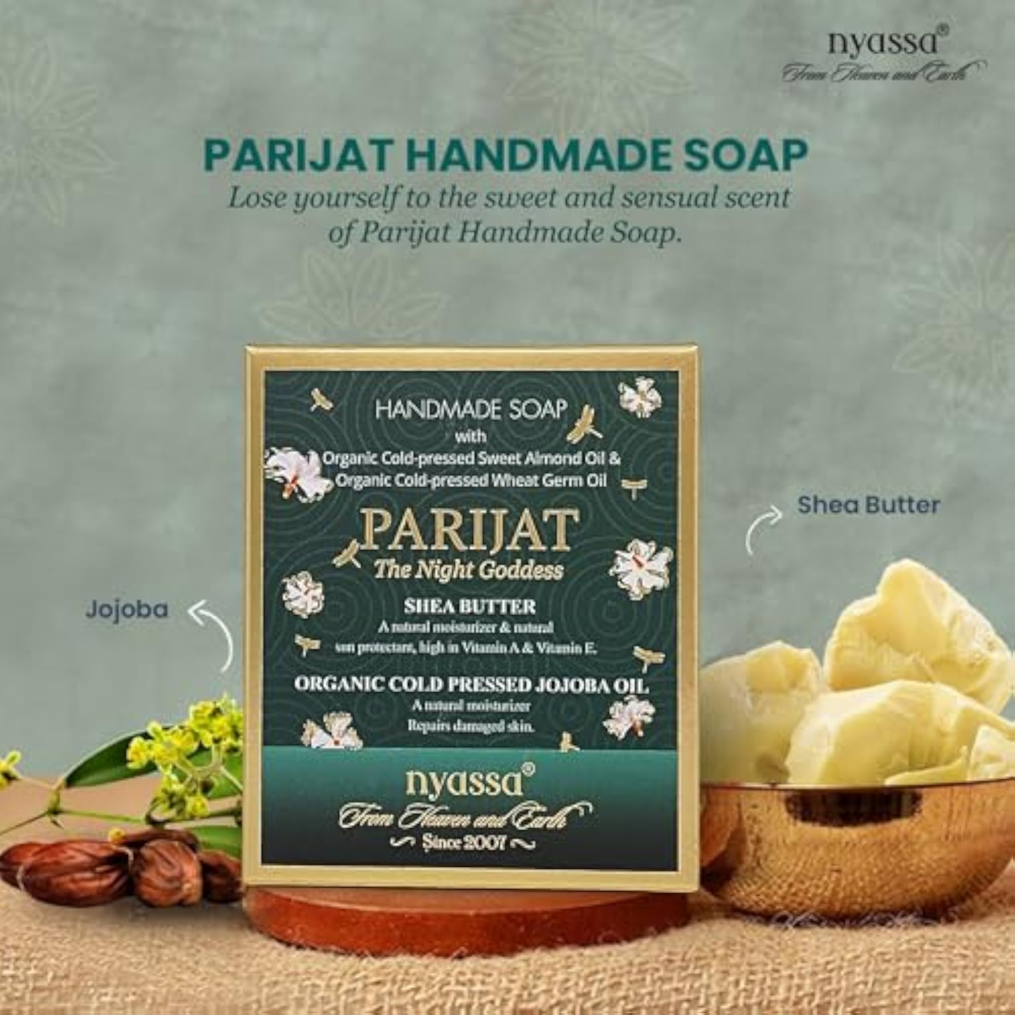 Parijat Handmade Soap with Shea Butter & Jojoba Oil, 150g