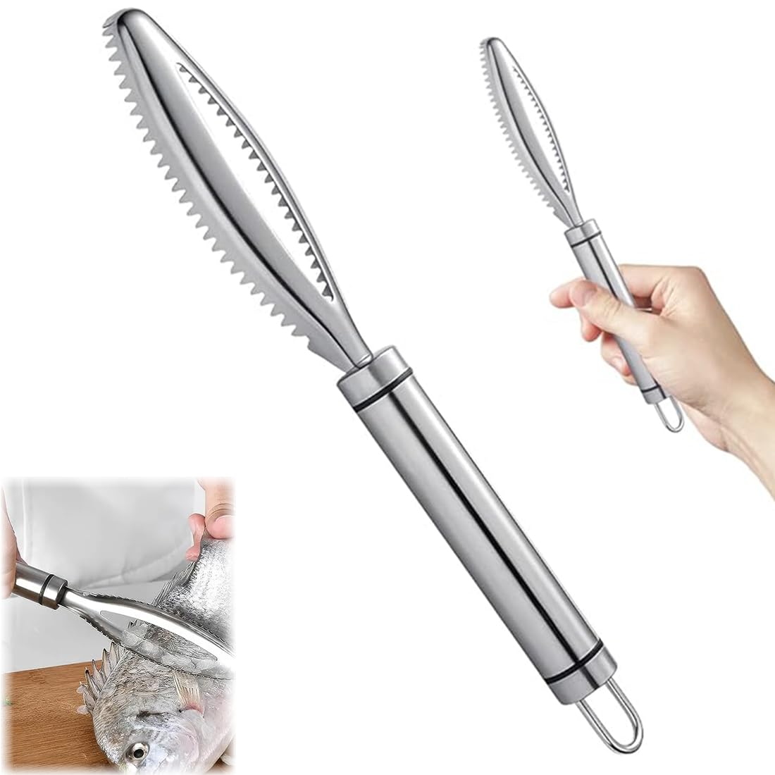 2 Raschietti Per Squame Pesce In Acciaio - Design A Dente Di Sega Per Pulizia Facile E Veloce - Foto 9