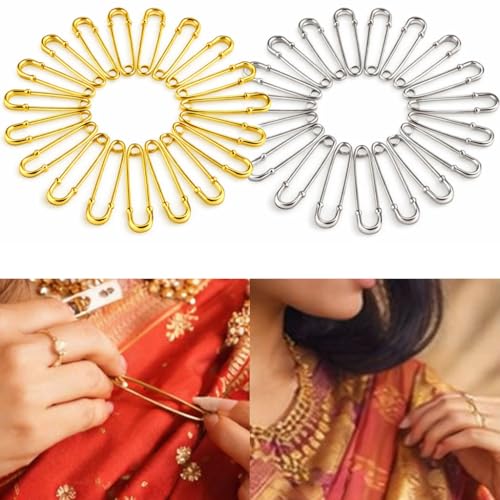 Image of MR. DIY Crafts Safety Pins Set, Heavy Duty Metal Safety Pins for Sewing, Clothing Repair, Jewelry Making, DIY Crafts & Multipurpose Use (5, Saree Safetry Pin)