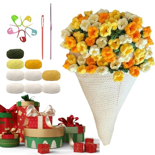 Genérico Kit De Manta De Sofá DIY,Ramo De Ganchillo | Manta De Flores De Ganchillo En Forma De Ramo,para La Decoración del Hogar Tejida Durante Cumpleaños Y Navidad para Mamá Y Principiantes Y Madre