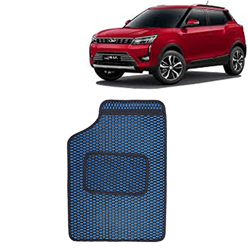 Image of Kingsway Dotted Design Car Floor Foot Mats Universal Fit for Mahindra TUV 300, Model Year : 2015 Onwards, Water and Dustproof, Color Blue, Set of 5 Pieces