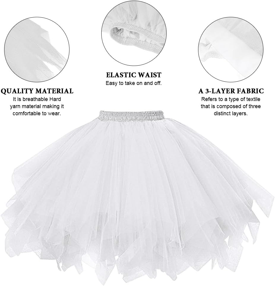 4 Layered Tutus for Women, Puffy Elastic Skirts, Suitable for Masquerade, Christmas, Halloween Party Favors - Image 4