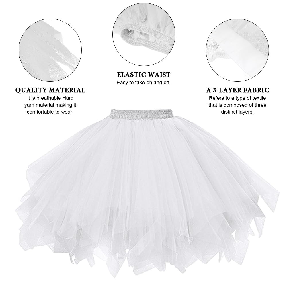 AUYAO Gonne da Donna Tutu, Dress Ballet Petticoat in Tulle a 3 Strati, Costume da Festa di Carnevale di Halloween Tutu per Adulti per Feste di Travestimento Balletto, 80s Sottogonna Tutu