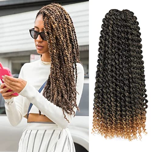6 Packs Passion Twist Hair Water Wave Crochet Hair for Black Women Long Bohemian Passion Twist Crochet Braids Synthetic Braiding Hair Extension(16Inch,T1B/27)