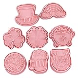 Warmhm 8 Stück Stanzwerkzeug puddingförmchen baking form Biskuitformen tosteter Plätzchenformer zum Backen Keksformen zum Backen Backform für St Patrick's Day Kuchenform Lebensmittel Rosa