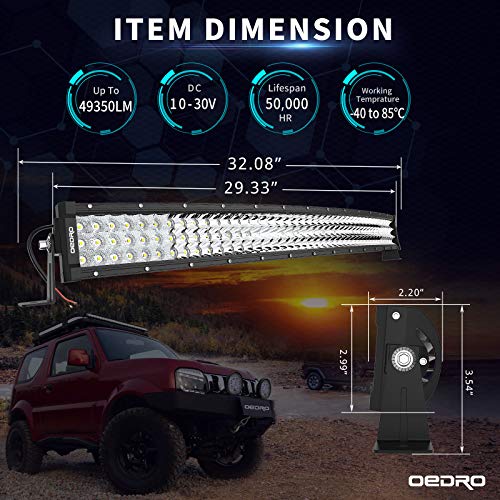 Image of OEDRO 32 Inch LED Light Bar Curved 405W Tri-Row with Wiring Harness