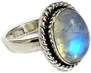 Rainbow Moonstone Ring| 925 Sterling Silver Plated| Oval Stone Ring| Blue Flash Ring| Handmade Ring| June Birthstone Ring, Designer Ring| Attractive Ring| Statement Ring| Cocktail Ring| Dainty Ring| Blue Flash Moonstone Jewelry| Blue Fire Ring| Perfect Gift Ring