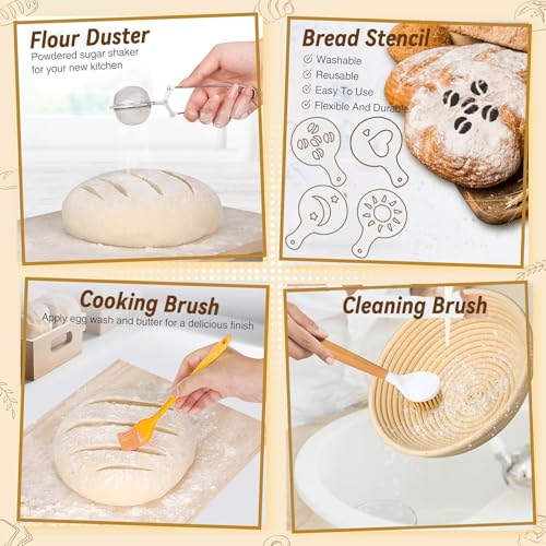 Kit levain panier de fermentation et ustensiles de panification pour miche de pain - 8