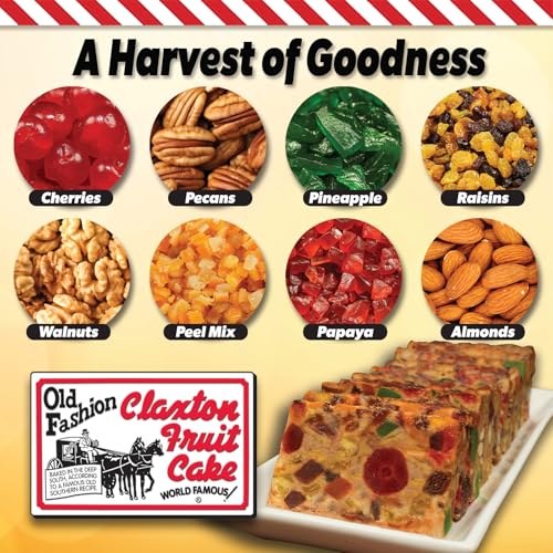 Claxton Fruit Cake - 2-1 Lb. DARK Recipe - Each Cake Individually Wrapped For Freshness