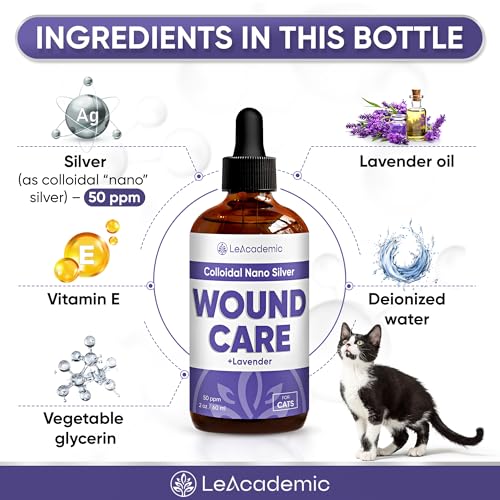 Cat Wound Care in Drops | Wound Care + Lavender | Lavender & Vitamin E Drops | Natural Ingredients | All Ages and Breeds | 2 Oz