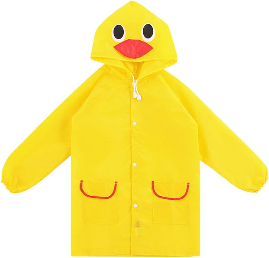 Kids Portable Rain Poncho Cloth Rainwear Hoods Long Sleeves Raincoat Yellow
