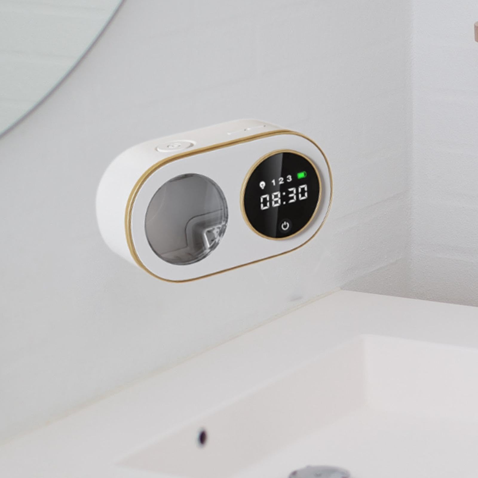 Dispensador Automático de Jabón Sin Bomba, Líquido Visible, Espuma Ajustable, Indicador de Nivel de Recarga, Apto para Baño Y Cocina, Blanco, Individual