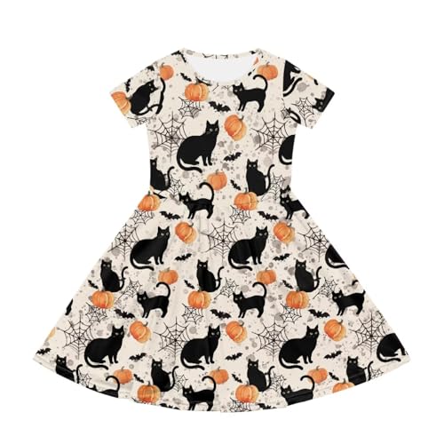 Image of Short Sleeve Dress for Girls with Pockets Cute Toddler Girl Clothes Summer 2-12